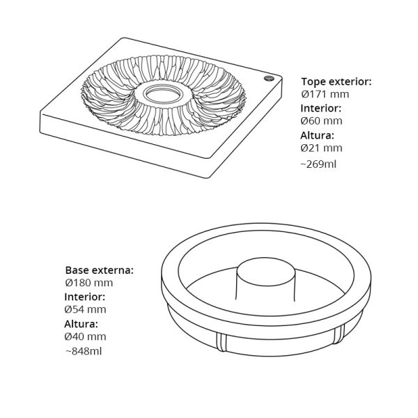 Kit de 2 moldes forma redonda Corolla - Imagen 2