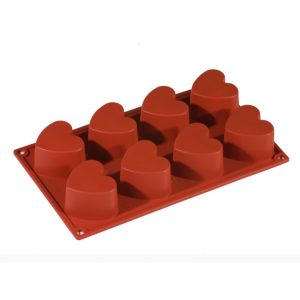 MOLDES SILICONA ROJO 8 CORAZONES PAVONI