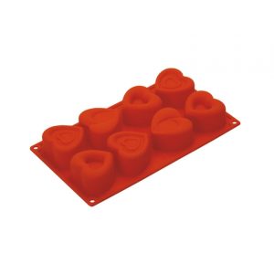 MOLDES SILICONA ROJO CORAZONES PAVONI