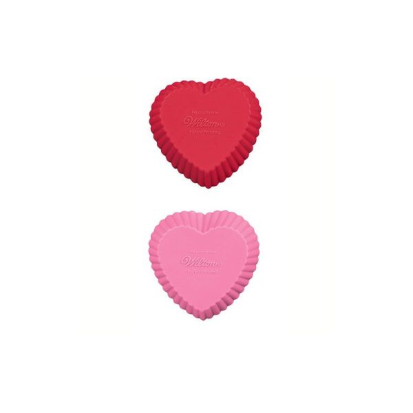 MOLDE MINI CUPCAKES SILICONA CORAZÓN ROJO/ROSA WILTON